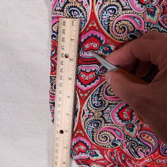 Tolani 100% Silk Button Tunic Womens Large Paisley Boho Roll Tab Sleeve FLAWS - Picture 7 of 16